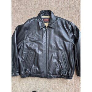 Couture by J Park Black Buttery Soft Leather Bomber Jacket Men XXL